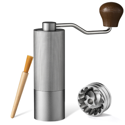 Aluminium antieke handkoffiemolen met massief houten handvat
