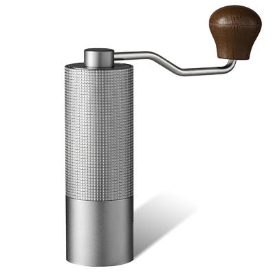 Aluminium antieke handkoffiemolen met massief houten handvat